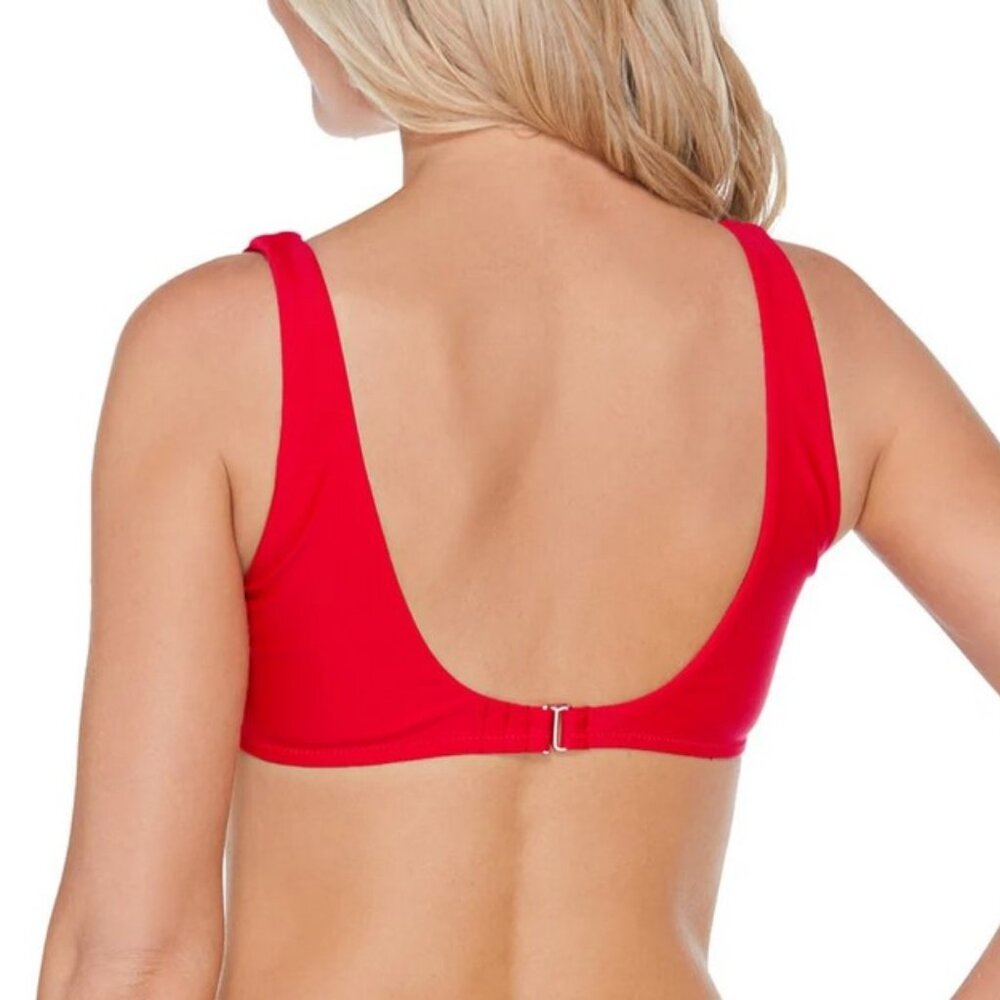 Raisins Lace up Bra Bikini Top  Bermuda Solids Poppy Red - Picture 8 of 8